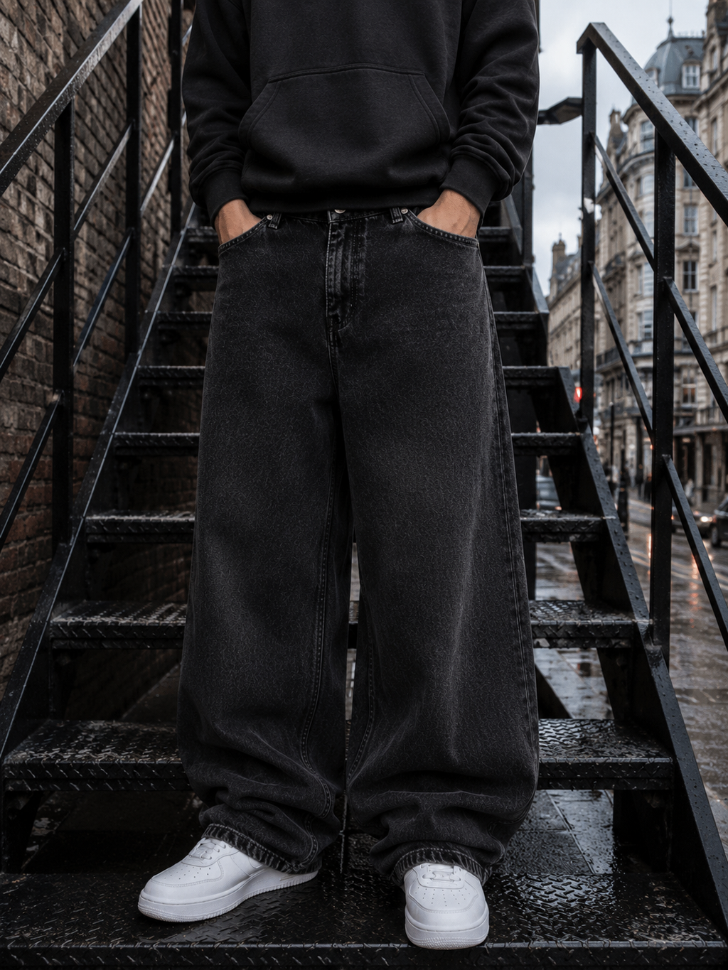 Aurevo Shadow Grey Baggy Jeans