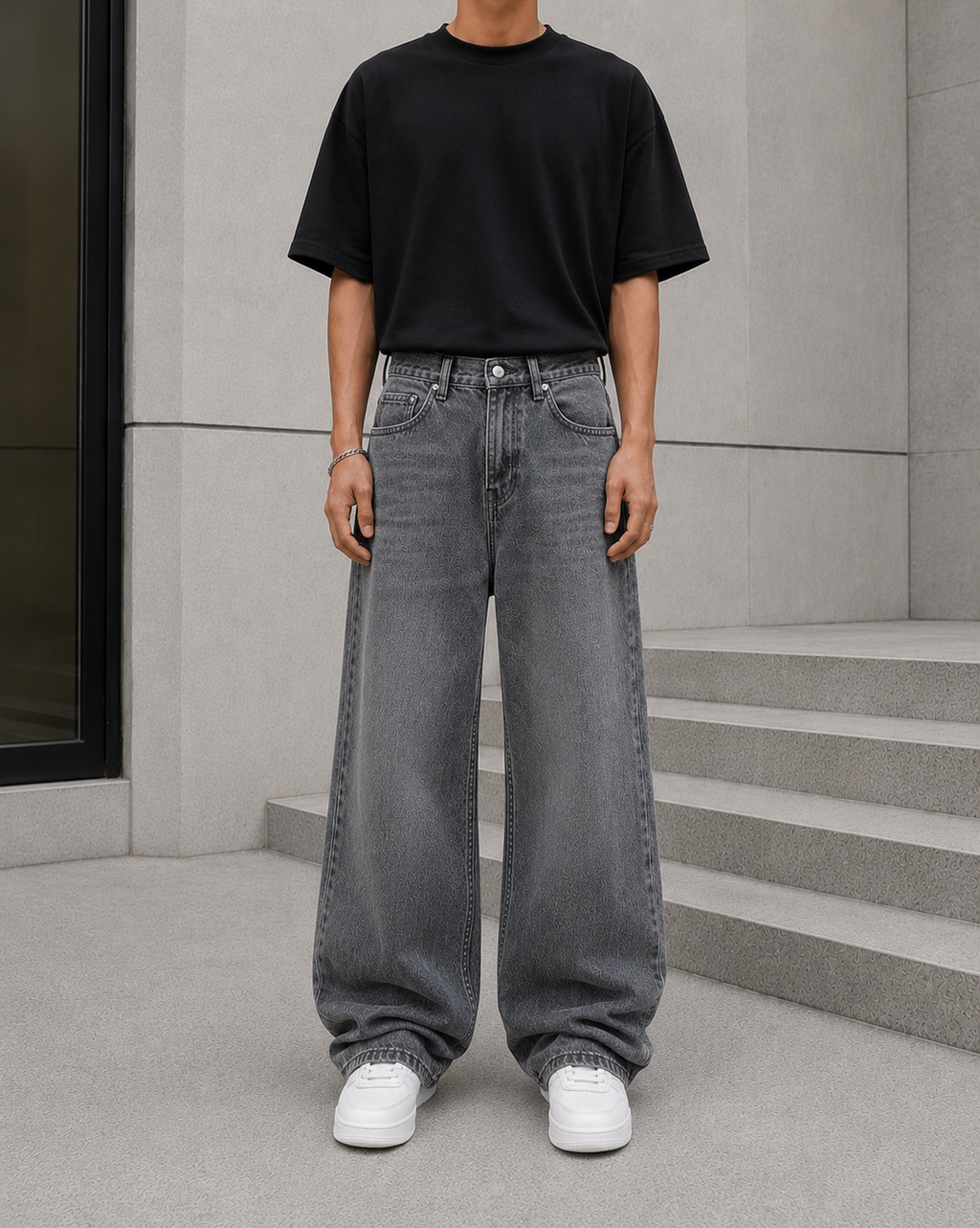 Aurevo Graphite Baggy Jeans