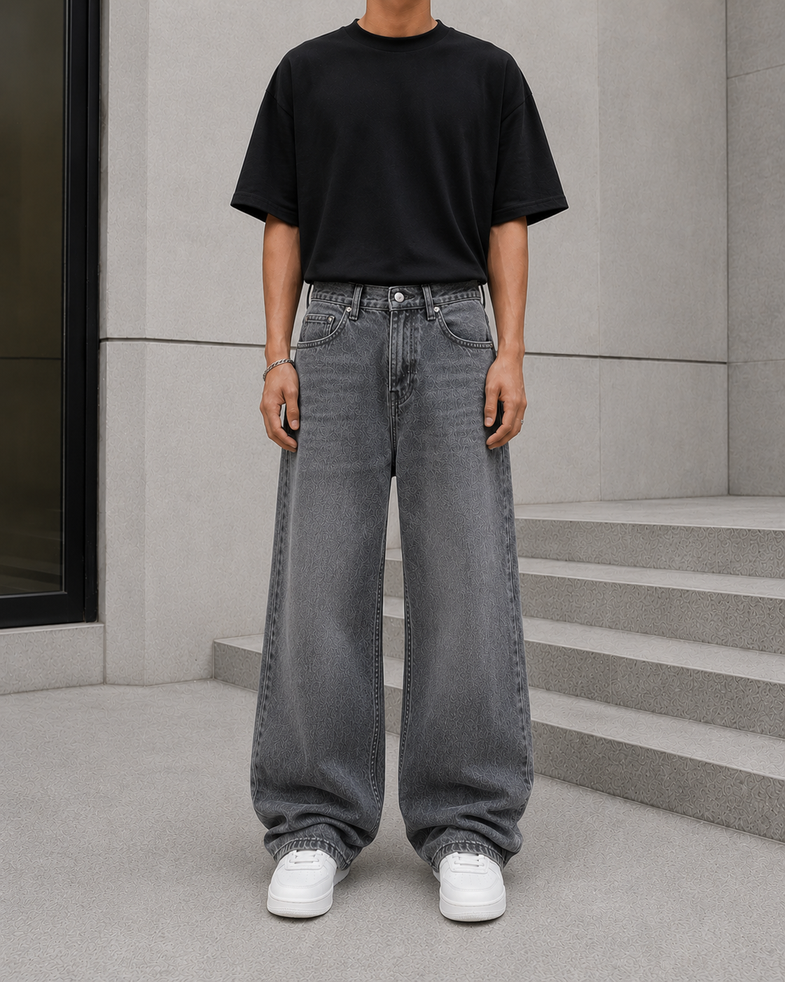 Aurevo Graphite Baggy Jeans