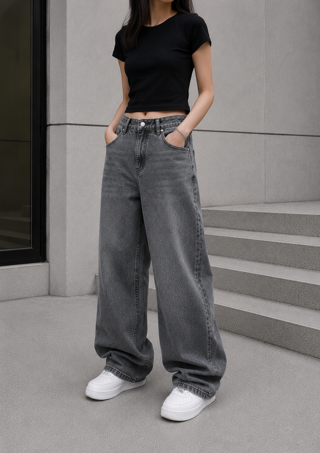 Aurevo Graphite Baggy Jeans