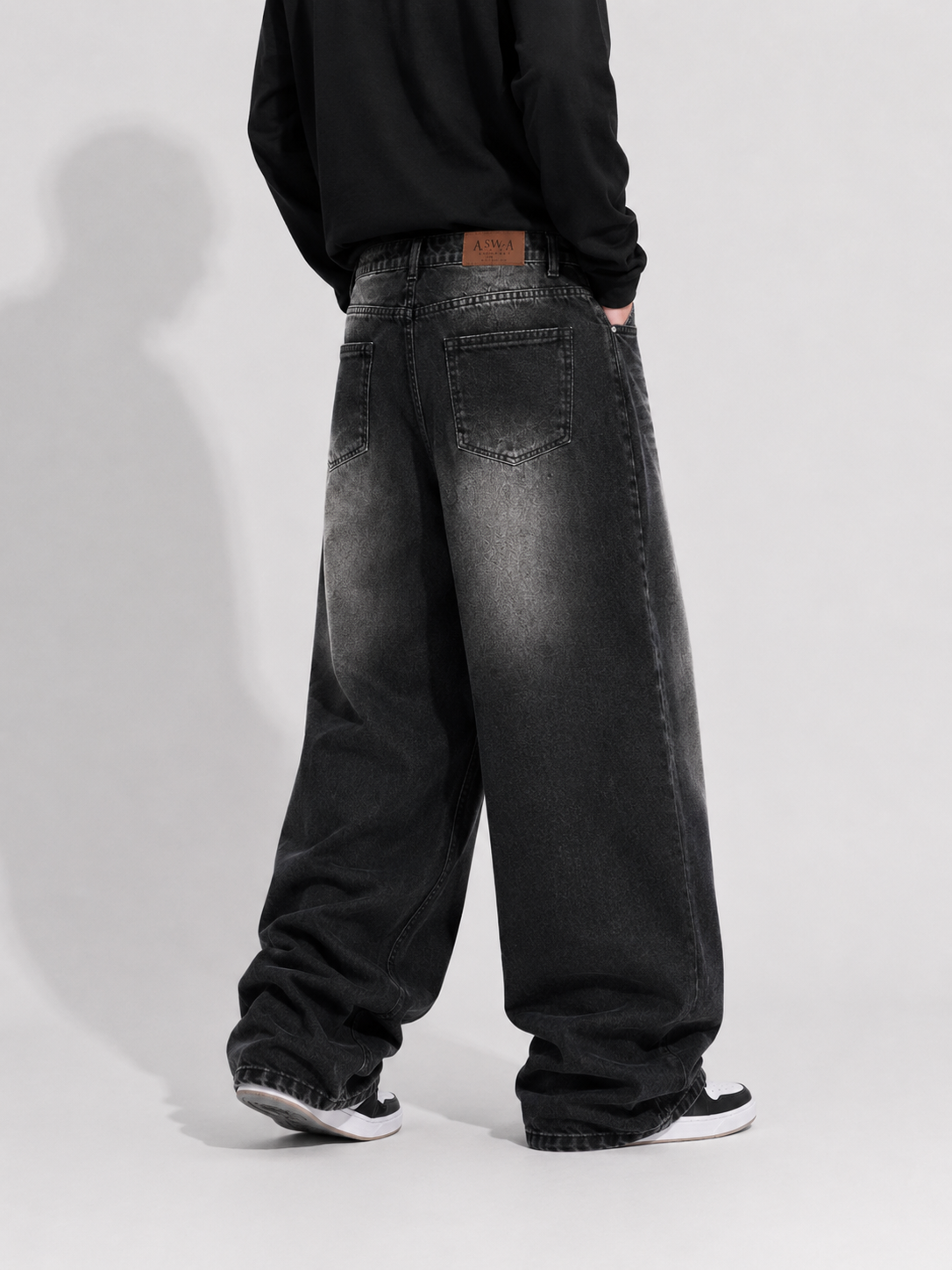 Washed Black Baggy Denim Jeans (Unisex)