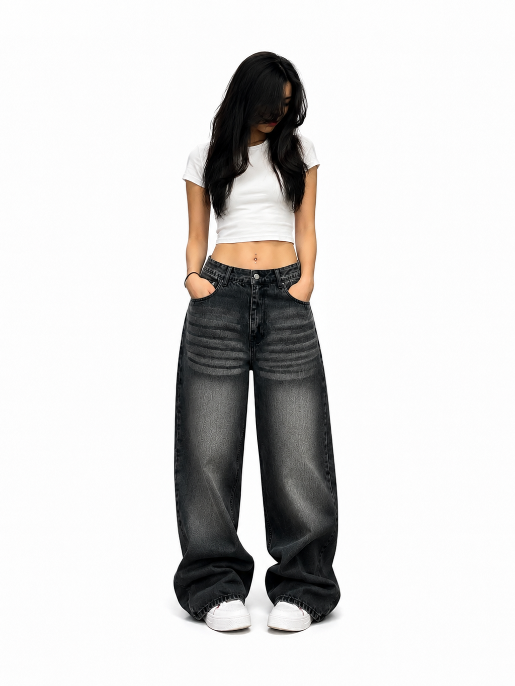 Washed Black Baggy Denim Jeans (Unisex)