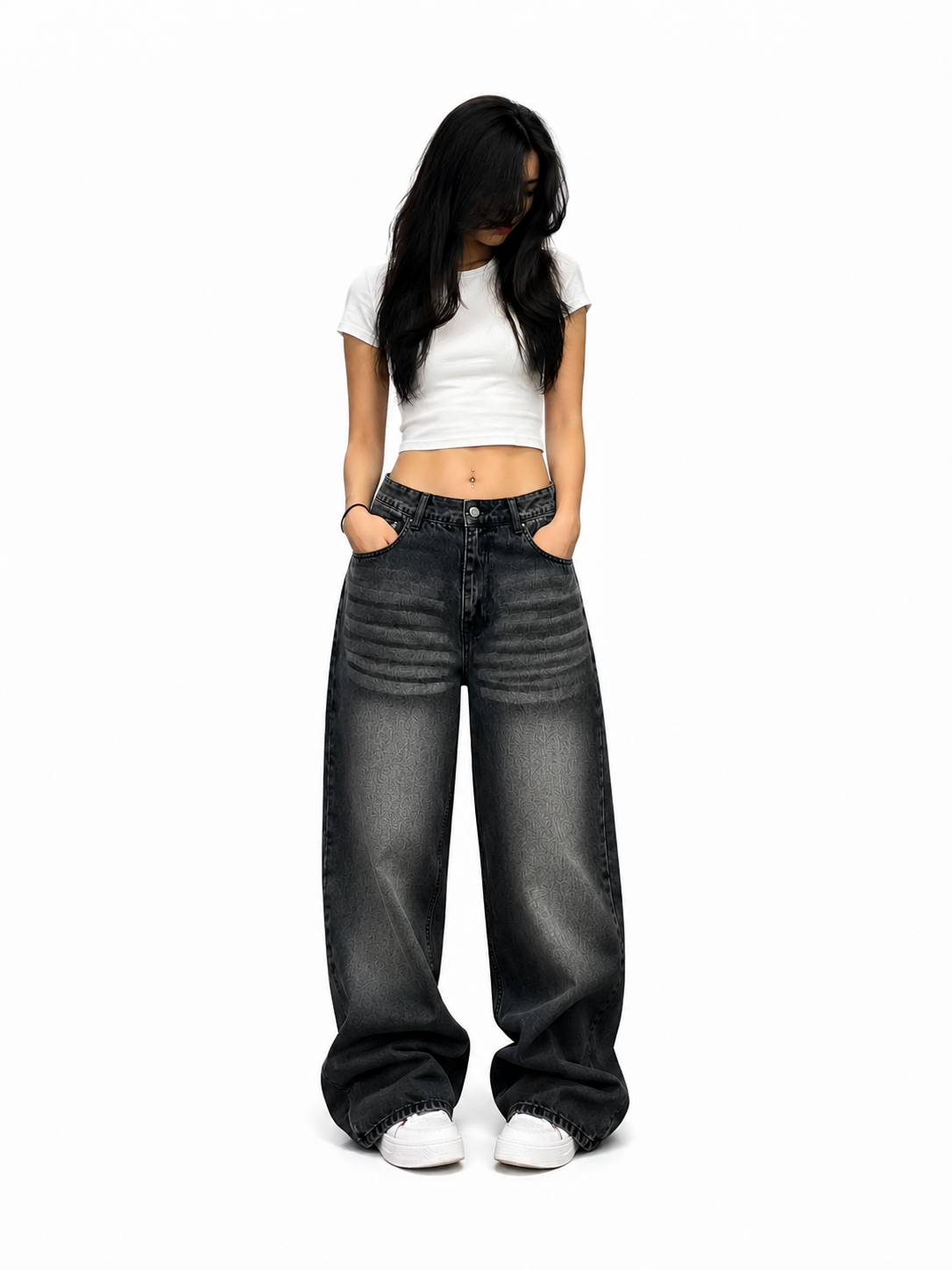 Washed Black Baggy Denim Jeans (Unisex)