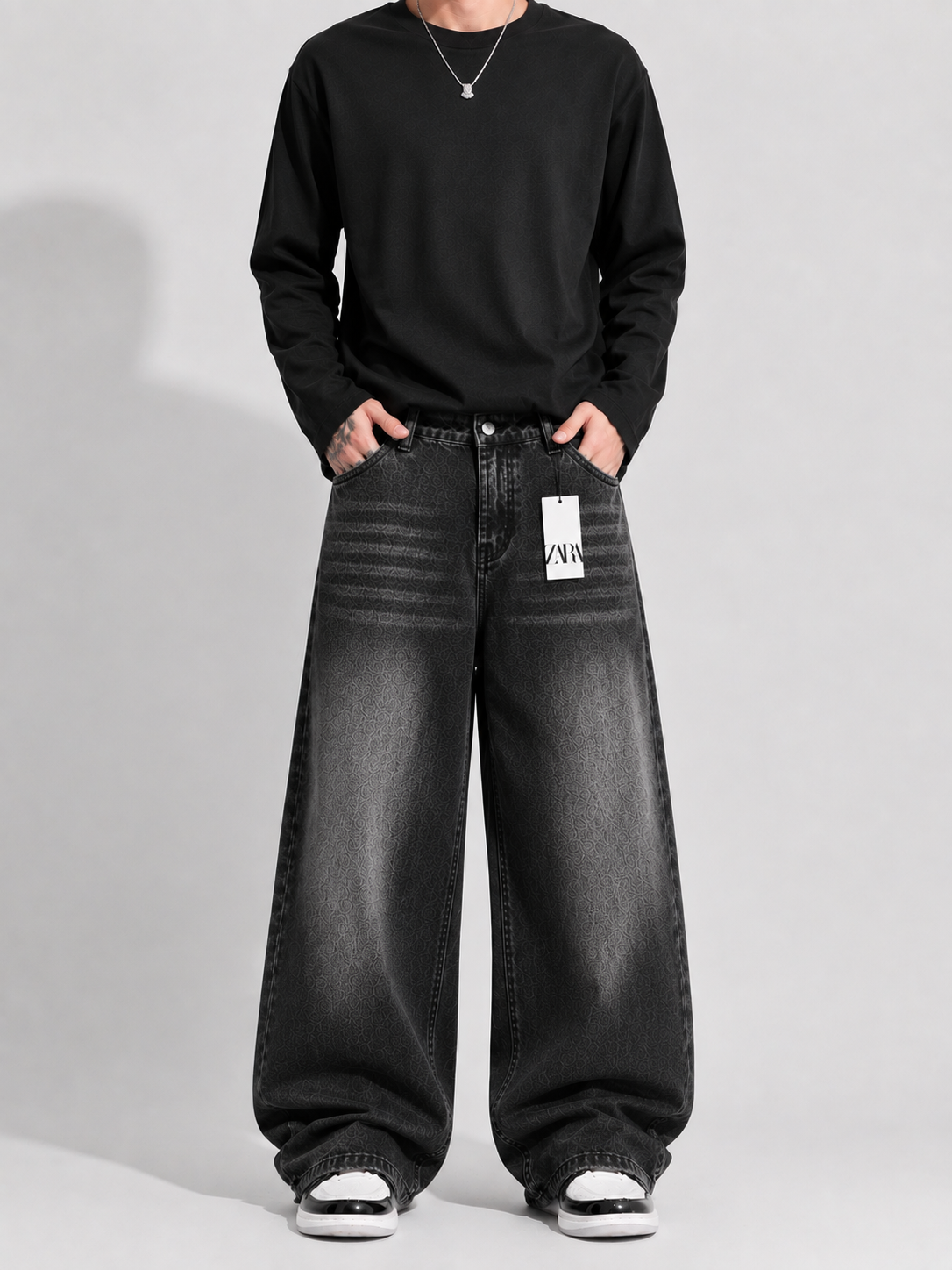 Washed Black Baggy Denim Jeans (Unisex)